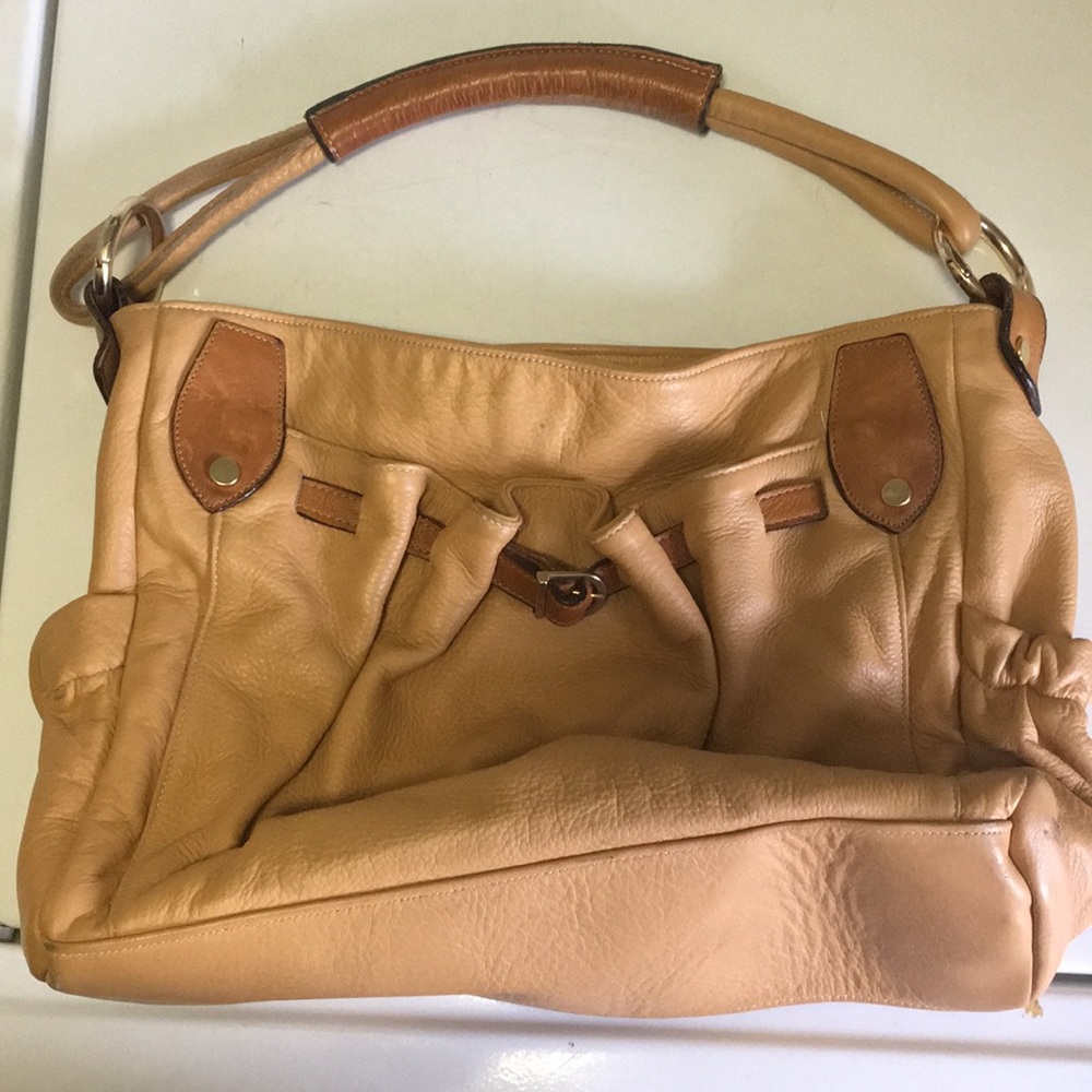Leather short handle bag